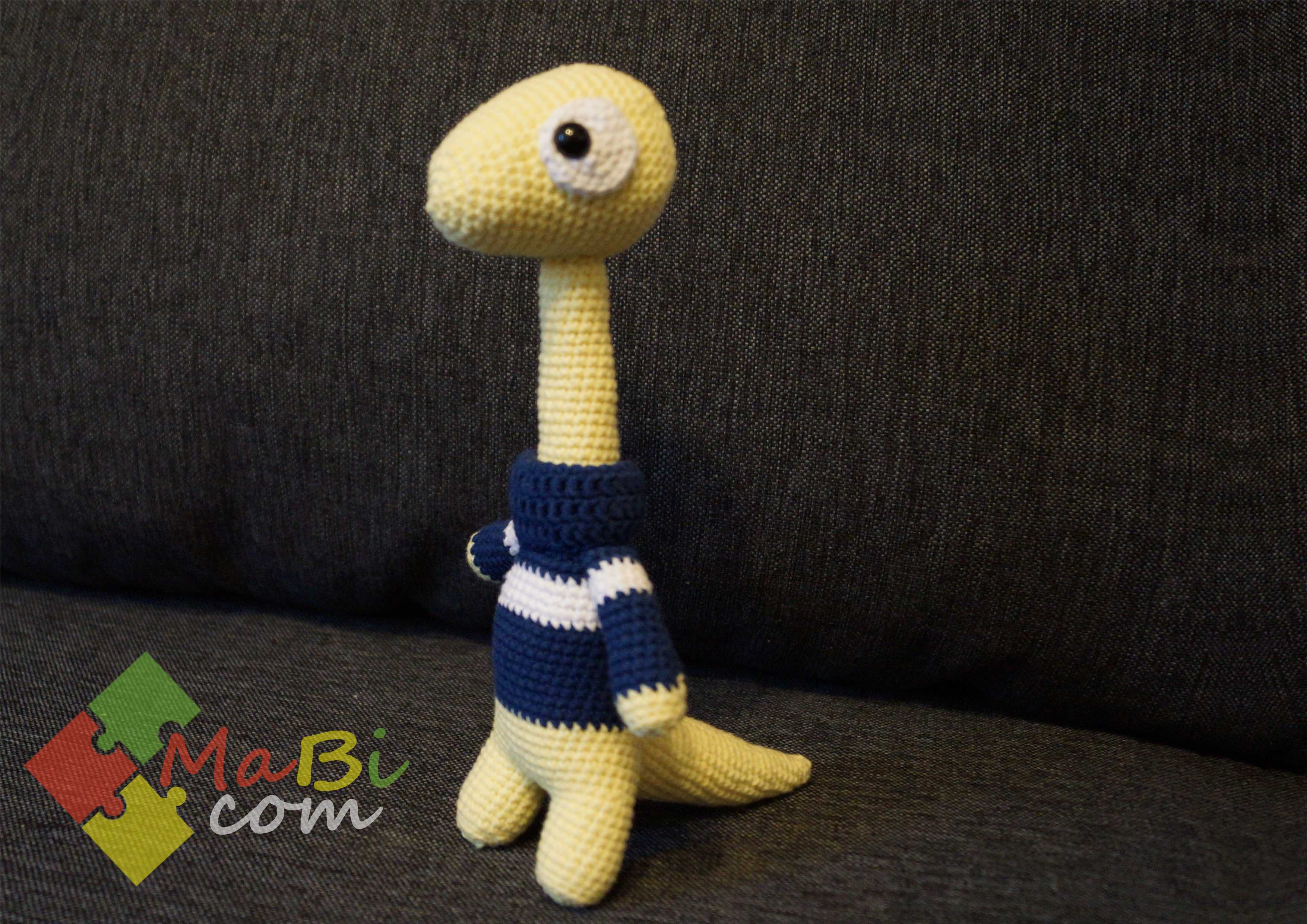 Dinozaur Dinuś MaBicom Ostróda, maskotka, szydelko